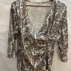 Talbots Tops - Talbots paisley nude stretch faux wrap shirt XL Talbots Tops - Talbots paisley nude stretch faux wrap shirt XL